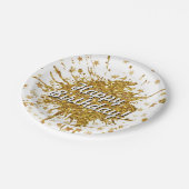 Leuke gouden sprankeling glitter graffiti verf dru papieren bordje (Gekanteld)