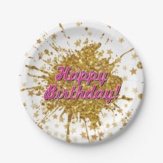 Leuke gouden sprankeling glitter graffiti verf dru papieren bordje