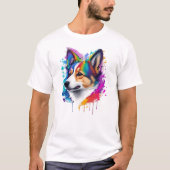 Leuke Grappige Corgi regenboog verf T-shirt (Voorkant)