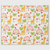 Leuke grappige dieren en regenbogen kinderpatroon cadeaupapier (Vlak)