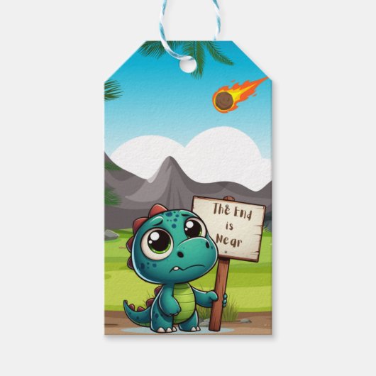 Leuke, grappige dinosaurus cadeaulabel (Voorkant)