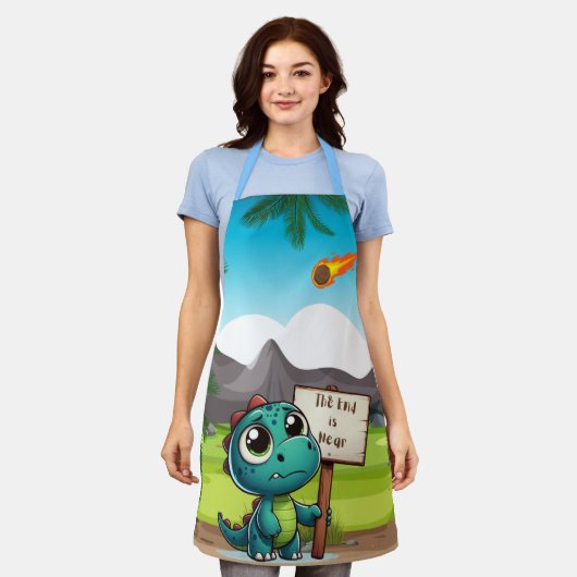 Leuke, grappige dinosaurus schort (Gedragen)