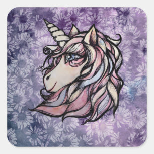 Leuke grappige eenhoorn kunst eenhoorns ontwerp vierkante sticker