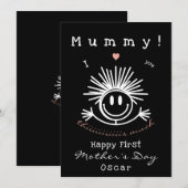 Leuke grappige eerste Moederdag zwarte kaart (Voorkant / Achterkant)