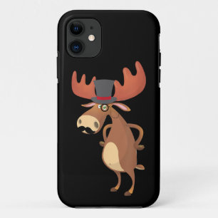 Leuke Grappige Eland Hoed Snor Dierenliefhebber iPhone 11 Hoesje