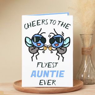Leuke Grappige Fly Pun Proost aan Tante Gelukkige Bedankkaart