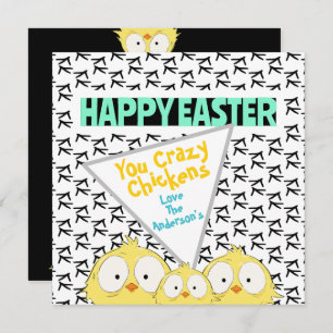 Leuke grappige "Happy Easter You Crazy Chickens"   Feestdagenkaart