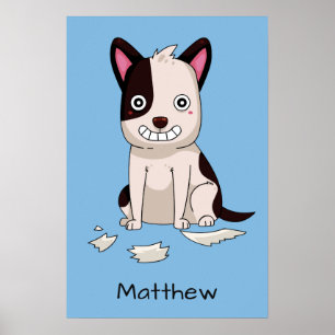 Leuke & Grappige Hond aangepaste naam & kleur post Poster