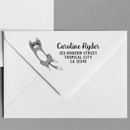 Leuke Grappige Kat Gepersonaliseerd Rubberstempel