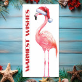 Leuke Grappige Kerstman Flamingo Strand Kerst Foto Feestdagenkaart