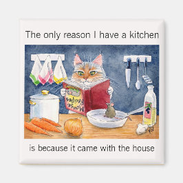 Leuke, grappige kookkat in de keuken magneet