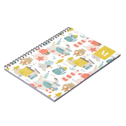 Leuke grappige nautische dieren. Zee kinder monogr Notitieboek (Linkerzijde)