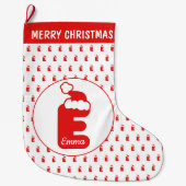 Leuke Grappige Sinterklaas Pet Patroon Monogrammed Grote Kerstsok (Voorkant)