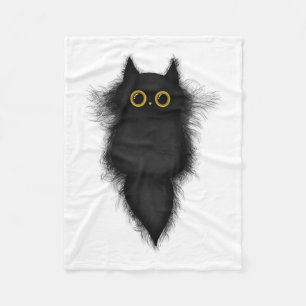 Leuke Grappige Zwarte Kat Gele Ogen Kat Liefhebber Fleece Deken