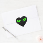 Leuke Grappige Zwarte Kat Gezicht Groene Ogen Whis Hart Sticker (Envelop)