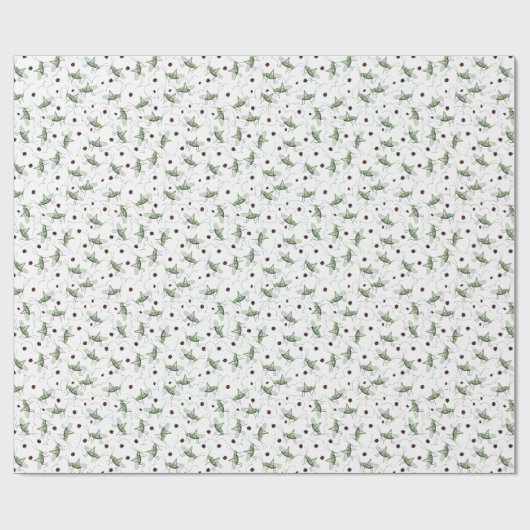 Leuke Grasshopper Bug Bonanza Schattige Groen & Ro Cadeaupapier (Vlak)