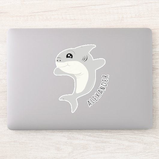 Leuke grijze haai sticker (Computer)