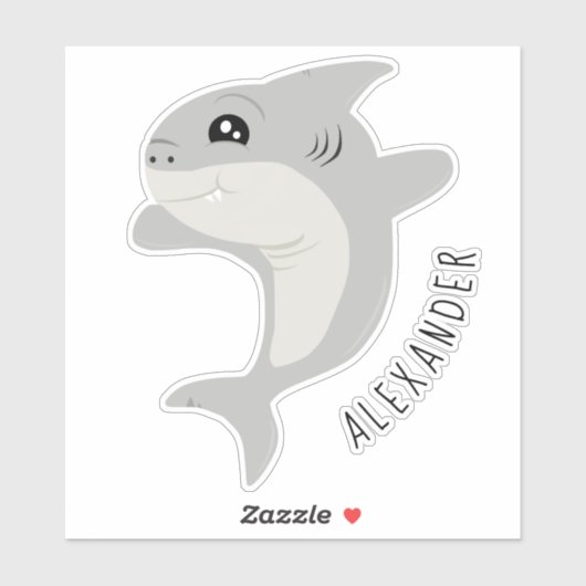 Leuke grijze haai sticker (Vel)