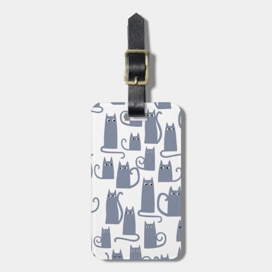 Leuke grijze kat bagagelabel (Voorkant verticaal)