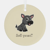 Leuke grijze kleine ezel crème glas ornament (Achterkant)