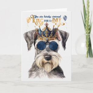Leuke Grijze Schnauzer Koning voor een Dag Grappig Kaart