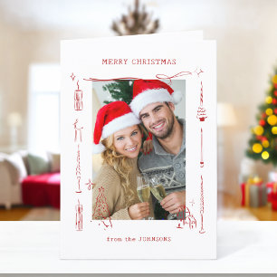 Leuke Grille Kerst Rode Doodle Fotolijst Feestdagen Kaart