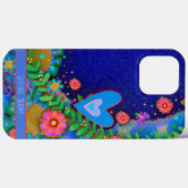 Leuke grillige Blauwe Hart Floral Inspirivity Art Case-Mate iPhone Case (Achterkant (horizontaal))