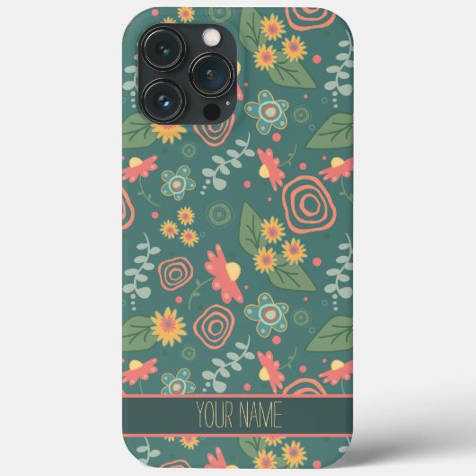 Leuke grillige bloemen Groene naam Inspirivity Case-Mate iPhone Case (Achterkant)