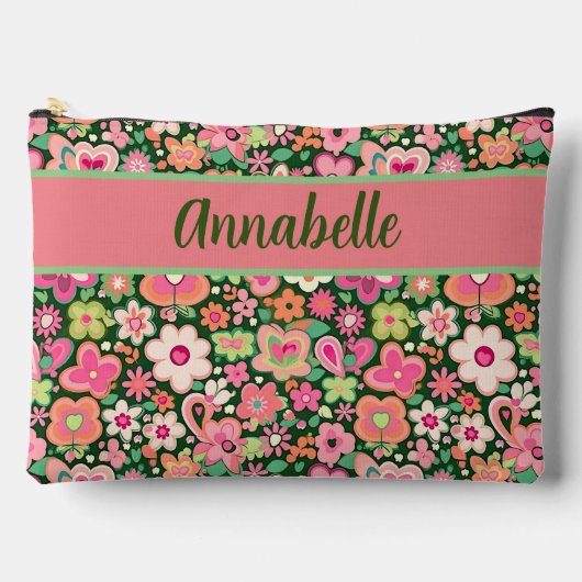 Leuke grillige bloemen grote accessoire etui (Voorkant)