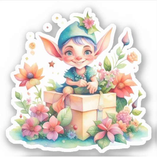 Leuke grillige elf clausule kerst sticker (Voorkant)