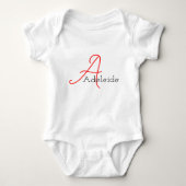 Leuke grillige Girly Script Monogram en Naam Romper (Voorkant)