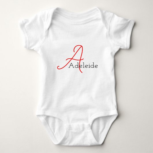Leuke grillige Girly Script Monogram en Naam Romper (Voorkant)