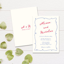 Leuke grillige golvende rand monogram bruiloft