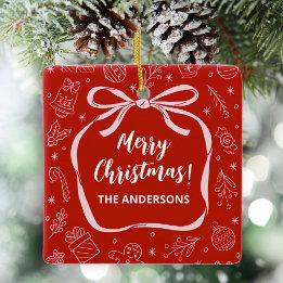 Leuke grillige hand getrokken boog Kerstmis Keramisch Ornament