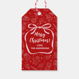 Leuke grillige hand getrokken kerstvakantie cadeaulabel