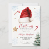 Leuke grillige kerstmuts kerstdiner partij kaart (Voorkant)