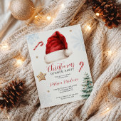 Leuke grillige kerstmuts kerstdiner partij kaart