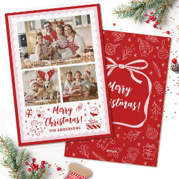 Leuke grillige kerstvakantie 3 familiefoto feestdagenkaart