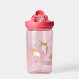Leuke grillige magische eenhoorn roze prinses Kind Waterfles