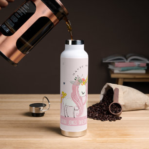 Leuke grillige magische eenhoorn roze prinses Kind Waterfles