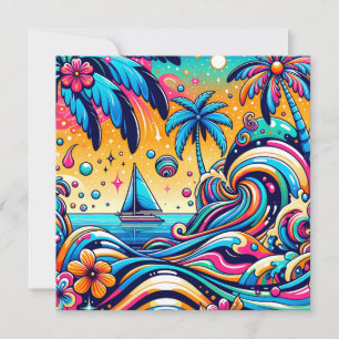 Leuke grillige psychedelische zeilboot