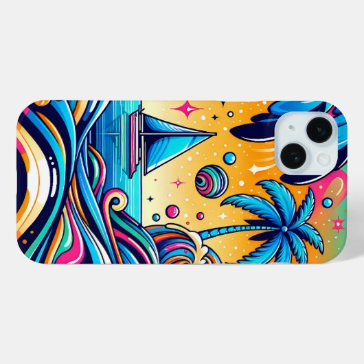 Leuke grillige psychedelische zeilboot Case-Mate iPhone case (Achterkant (horizontaal))