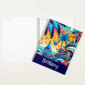 Leuke grillige psychedelische zeilboot gepersonali planner (Display)
