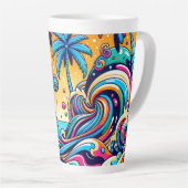 Leuke grillige psychedelische zeilboot latte mok (Rechterhoek)
