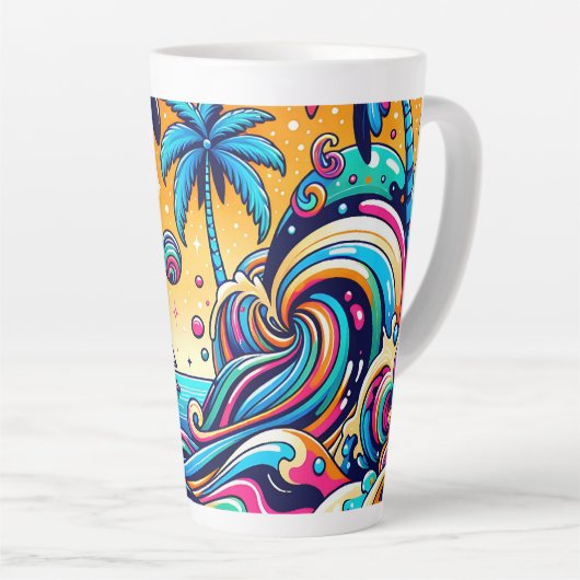 Leuke grillige psychedelische zeilboot latte mok (Rechterhoek)
