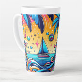 Leuke grillige psychedelische zeilboot latte mok (Linkerhoek)
