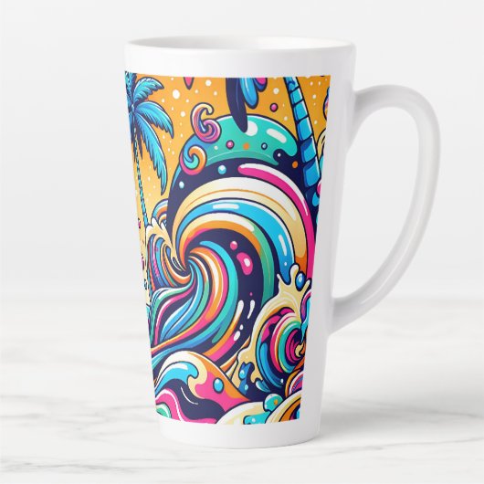 Leuke grillige psychedelische zeilboot latte mok (Rechts)