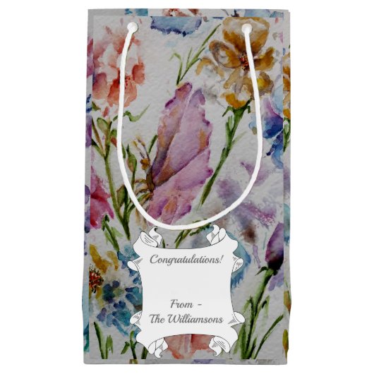 Leuke grillige vlinders en bloemen klein cadeauzakje (Voorkant)