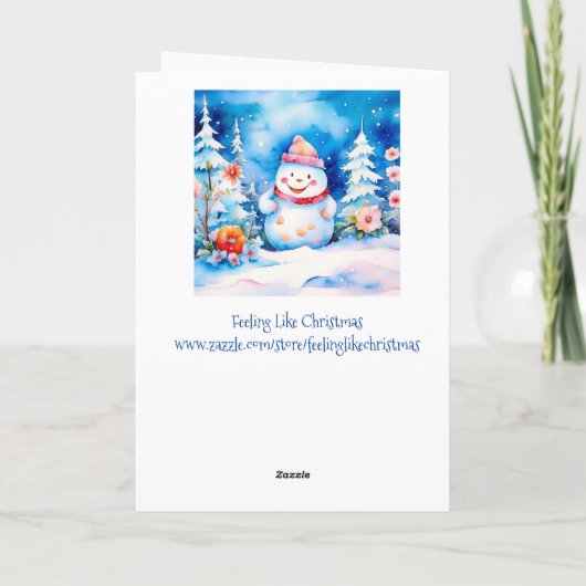 Leuke grillige Waterverf Kerstmis Sneeuwman Kaart (Achterkant)