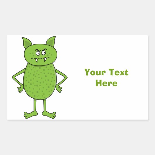 Leuke groene goblin cartoon rechthoekige sticker (Voorkant)